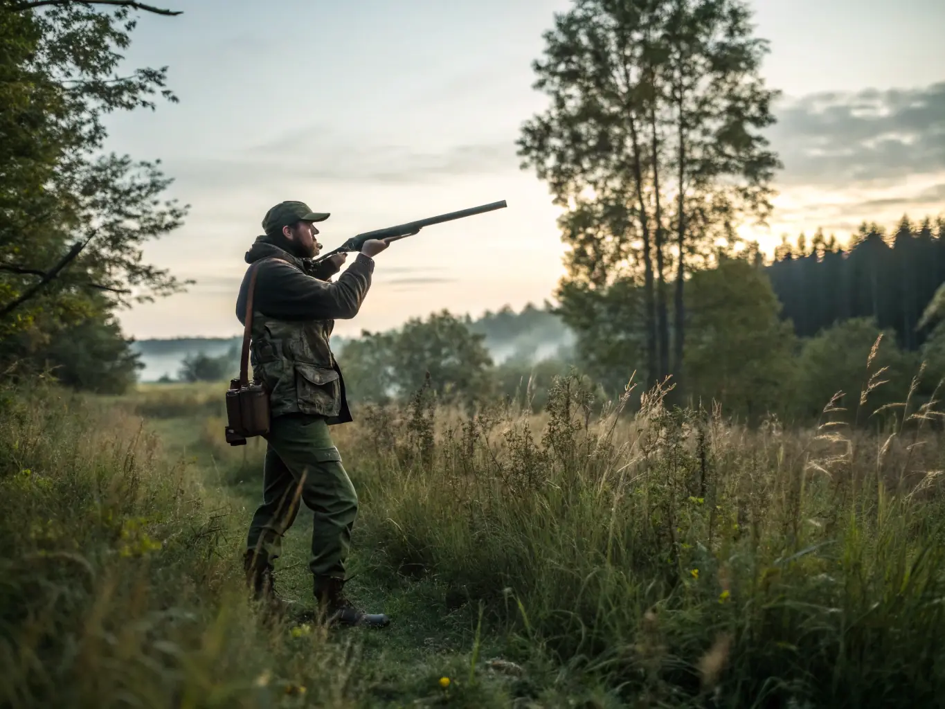 A picturesque view of a controlled hunting session in the Riou Sec territory, showcasing responsible hunting practices and respect for wildlife.
